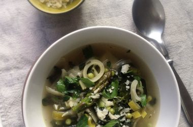 zielone minestrone- wiosenna zupa ze szparagami, szpinakiem i selerem