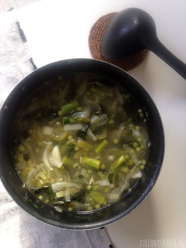 zielone minestrone - wiosenna zupa ze szparagami, szpinakiem i selerem