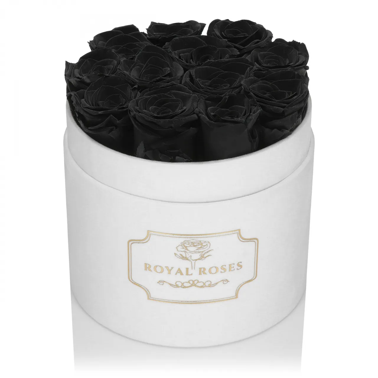 Czarne róże w białym flower box